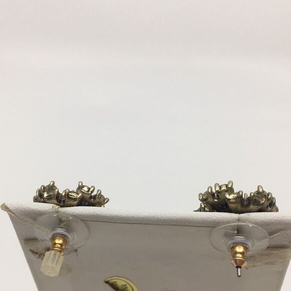 Banana Republic Black & Rhinestone Glass Multi-tiered Stud Brass Tone Earrings - Picture 6 of 14